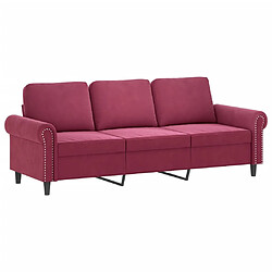 Maison Chic Canapé à 3 places,Canapé droit,Sofa de Salon,Banquette Rouge bordeaux 180 cm Velours -GKD919767