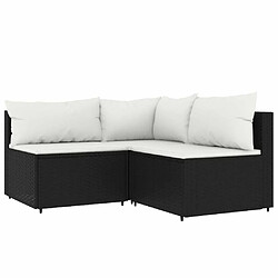 Maison Chic Salon de jardin 3 pcs + coussins - Mobilier/Meubles de jardin - Table et chaises d'extérieur Noir Résine tressée -MN44288