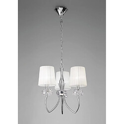 Luminaire Center Suspension Loewe 3 Ampoules E14, chrome poli avec Abat jour blancs