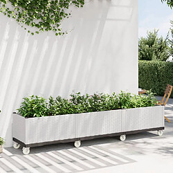 vidaXL Jardinière à roulettes blanc 240x50x54 cm PP