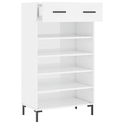 Maison Chic Armoire à chaussure,Meuble à Chaussures Blanc brillant 60x35x105 cm Bois ingénierie -MN85330 pas cher