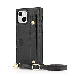 Coque en TPU + PU avec béquille, porte-cartes et lanière noir pour votre iPhone 13 mini 5.4 pouces