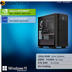 Sedatech Workstation ATX • Intel i9-12900KF • RTX4060Ti • 32Go RAM • 2To SSD M.2 • Windows 11