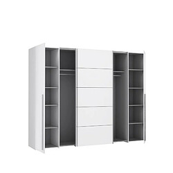 Acheter Armoire 2 portes battantes + 2 portes coulissantes - Blanc mat - L 270,3 x P 61,2 x H 210 cm - NARAGO