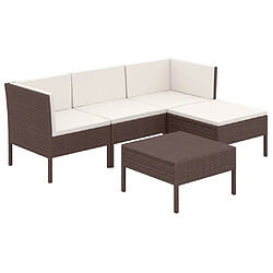 Maison Chic Salon de jardin 5 pcs + coussins - Mobilier/Meubles de jardin - Table et chaises d'extérieur Résine tressée Marron -MN40095