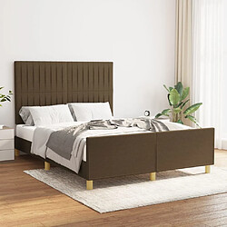 Maison Chic Cadre/structure de lit avec tête de lit pour adulte - Lit Moderne Chambre Marron foncé 140x190 cm Tissu -MN15337