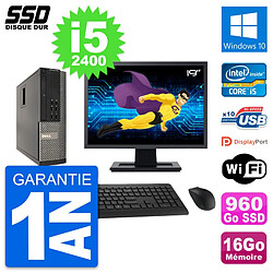 PC Dell 990 SFF Ecran 19" Intel i5-2400 RAM 16Go SSD 960Go Windows 10 Wifi - Occasion