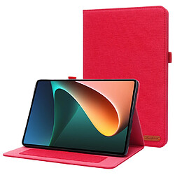 Etui en PU avec support et porte-carte pour votre Xiaomi Pad 5/Pad 5 Pro - rouge