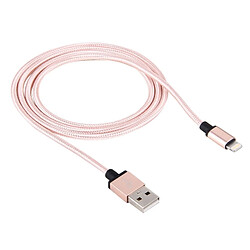 Wewoo Câble rose pour iPhone X / 8 et 8 Plus / 7 7 Plus / 6 6s 6 Plus 6s Plus / iPad 1m Tête en métal tressée 58 coeurs Lightning vers USB 2.0 Data / Chargeur,