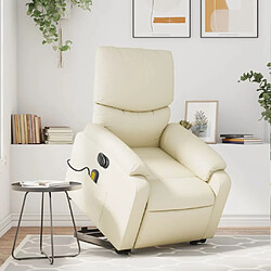 Maison Chic Fauteuil Relax pour salon, Fauteuil inclinable de massage électrique crème similicuir -GKD65689