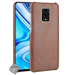 Htdmobiles Coque rigide simili cuir crocodile pour Xiaomi Redmi Note 9 Pro + film ecran - MARRON