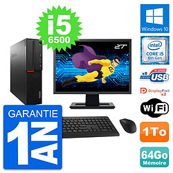 PC Lenovo M800 SFF Ecran 27" Intel i5-6500 RAM 64Go Disque 1To Windows 10 Wifi - Occasion