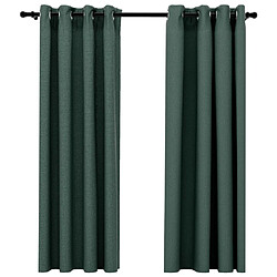 vidaXL Rideaux occultants Aspect lin avec œillets 2 pcs Vert 140x175cm