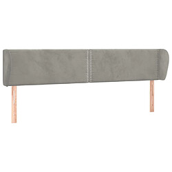 vidaXL Tête de lit avec oreilles Gris clair 163x23x78/88 cm Velours