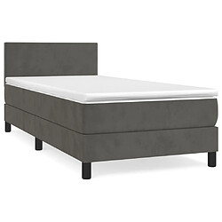 Maison Chic Lit Adulte - Lit simple Lit à sommier tapissier et matelas moelleux - Meuble de Chambre - Gris foncé 90x190 cm Velours -MN76763