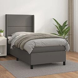 Maison Chic Lit Adulte - Lit simple Lit à sommier tapissier avec matelas moelleux - Meuble de Chambre - Gris 80x200 cm Similicuir -MN65748