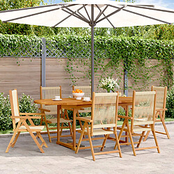 vidaXL Ensemble à Manger de jardin 7pcs beige polypropylène et bois