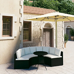 Maison Chic Salon de jardin 5 pcs + coussins - Mobilier/Meubles de jardin - Table et chaises d'extérieur Résine tressée Noir -MN22167