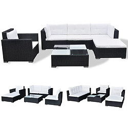 Maison Chic Salon de jardin 6 pcs avec coussins | Ensemble de Table et chaises | Mobilier d'Extérieur résine tressée noir -GKD85472