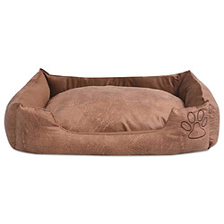 Helloshop26 Lit pour chiens avec coussin cuir artificiel PU 50 cm beige 02_0001558