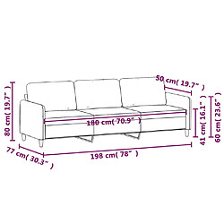 vidaXL Canapé à 3 places Jaune 180 cm Velours pas cher