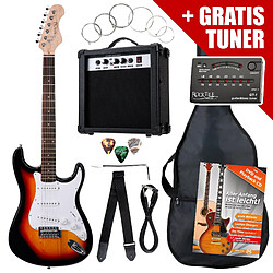 Rocktile ST Pack Guitare electrique Set Sunburst kit y compris amplificateurs, spoche, tuner, câbles