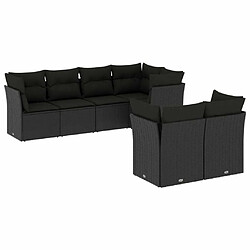 Maison Chic Salon de jardin 7 pcs avec coussins | Ensemble de Table et chaises | Mobilier d'Extérieur noir résine tressée -GKD14637