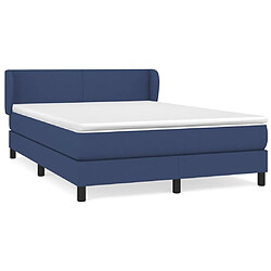 vidaXL Sommier à lattes de lit avec matelas Bleu 140x190 cm Tissu