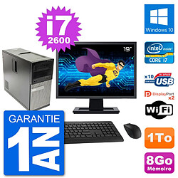 PC Tour Dell 7010 Ecran 19" Intel i7-2600 RAM 8Go Disque 1To Windows 10 Wifi - Occasion