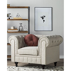 Beliani Fauteuil CHESTERFIELD Tissu Beige