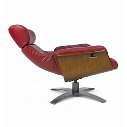 Avis MY NEW DESIGN VEGA - Fauteuil Relax Cuir Rouge - Coque Bois en Chêne Naturel