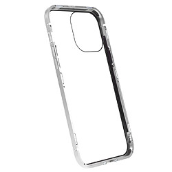 Coque en cadre métallique antichoc, cadre anti-bruit, double face avec fermeture magnétique pour votre iPhone 14 Pro Max - argent