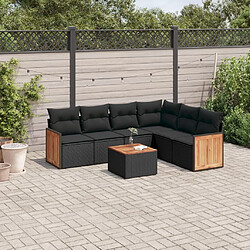 Maison Chic Ensemble Tables et chaises d'extérieur 7pcs avec coussins,Salon de jardin noir résine tressée -GKD916092