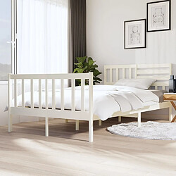 Maison Chic Lit adulte - Lit simple Cadre de lit,Structure du lit Contemporain Blanc Bois massif 120x200 cm -MN98486