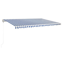 Maison Chic Auvent automatique | Store banne extérieur | Marquise capteur de vent LED 500x350 cm Bleu et blanc -MN78095