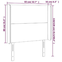 Acheter vidaXL Tête de lit avec oreilles Gris clair 83x16x118/128 cm Velours