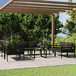 Maison Chic Ensemble Tables et chaises d'extérieur 7pcs avec coussins,Salon de jardin Aluminium Anthracite -GKD769283