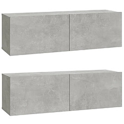 Maison Chic Meubles TV 2 pcs pour salon Gris béton 100x30x30 cm Bois d'ingénierie -MN19340