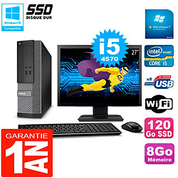 PC DELL 3020 SFF Ecran 27" Core I5-4570 RAM 8Go Disque Dur 120 Go SSD Wifi W7 - Occasion