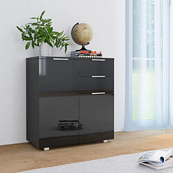 Maison Chic Commode Buffet - Meuble de rangement Noir brillant 71x35x80 cm Bois d'ingénierie -GKD72620