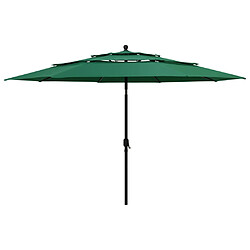 ComfortXL Parasol à 3 Niveaux Avec Mât En Aluminium Vert 3,5 M