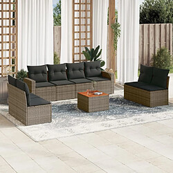 Maison Chic Ensemble Tables et chaises d'extérieur 9 pcs avec coussins,Salon de jardin gris résine tressée -GKD706456