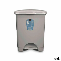 BigBuy Home Poubelle à pédale Gris Plastique 30 L (4 Unités)