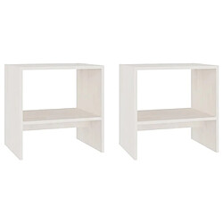 Maison Chic Lot de 2 Tables de chevet,Table de nuit,Table d'appoint pour salon Blanc 40x30,5x40 cm Bois de pin massif -MN66651