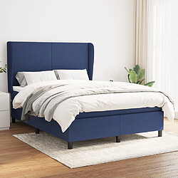 vidaXL Sommier à lattes de lit avec matelas Bleu 140x190 cm Tissu