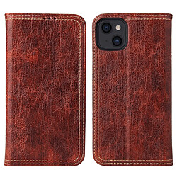 Etui en PU + TPU texture vintage, antichoc, anti-chute, auto-absorbé avec support marron pour votre Apple iPhone 13 mini 5.4 pouces