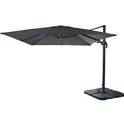 Decoshop26 Parasol professionnel restaurant pour jardin terrasse 3x3m (Ø4,24m) pivotant, polyester aluminium/acier 23kg anthracite avec pied, rotatif 04_0003444