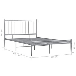 vidaXL Cadre de lit sans matelas gris métal 120x200 cm pas cher