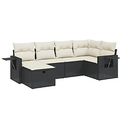 vidaXL Salon de jardin 6 pcs avec coussins noir résine tressée