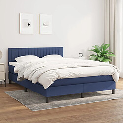 vidaXL Sommier à lattes de lit avec matelas Bleu 140x190 cm Tissu